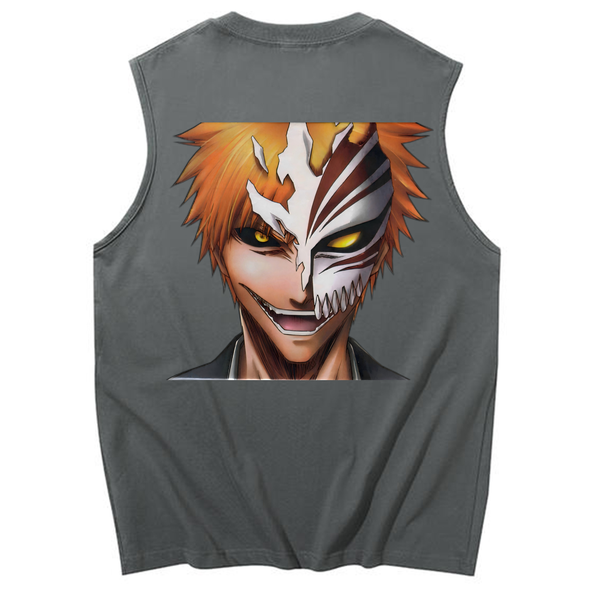 （画像用） ブリーチ 黒崎一護（くろさき いちご）BLEACH Kurosaki Ichigo コットン100％タンクトップ（背面プリント）